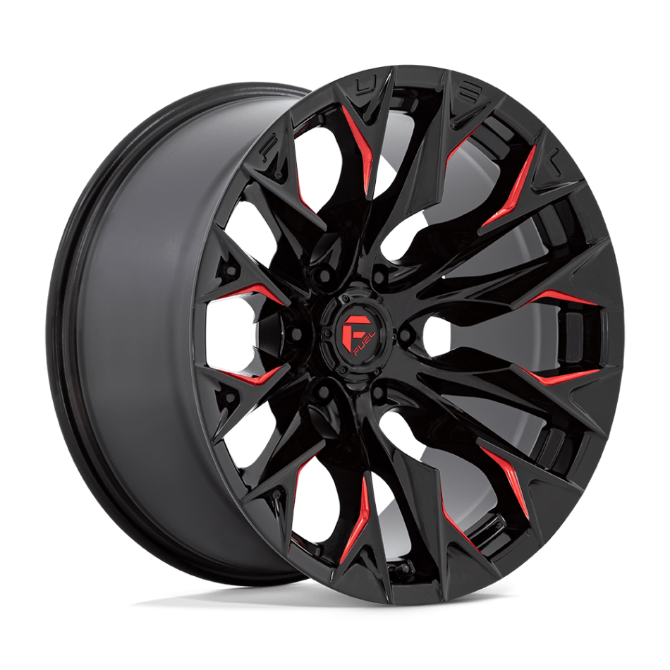 FUEL 1PC D823 FLAME (GLOSS BLACK MILLED, CANDY RED) Wheels