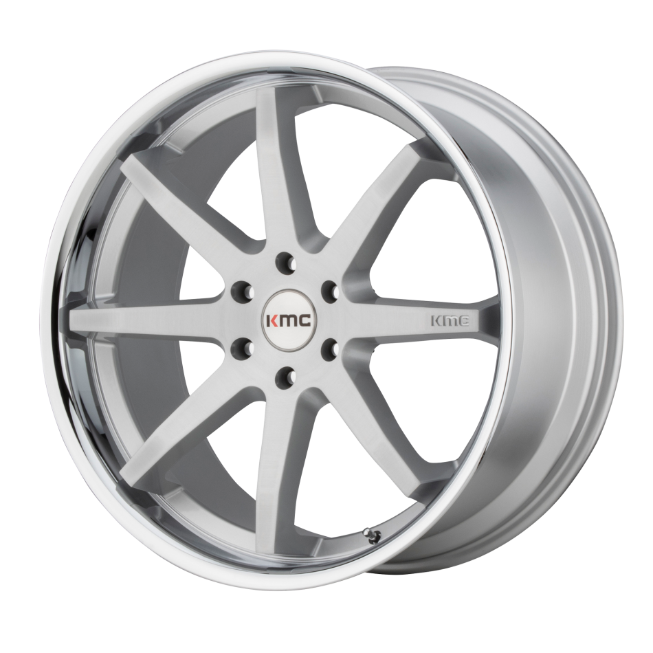 KMC REVERB (Brushed Silver, Chrome Lip) Wheels