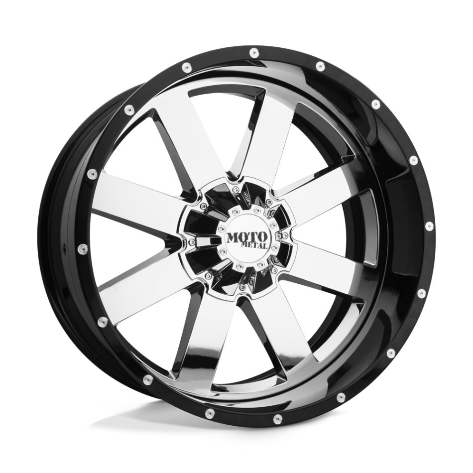 MOTO METAL MO200 (CHROME CENTER GLOSS BLACK MILLED LIP) Wheels