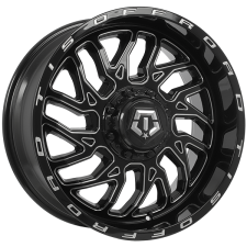 TIS 544 (Gloss Black, Milled Edge) Wheels
